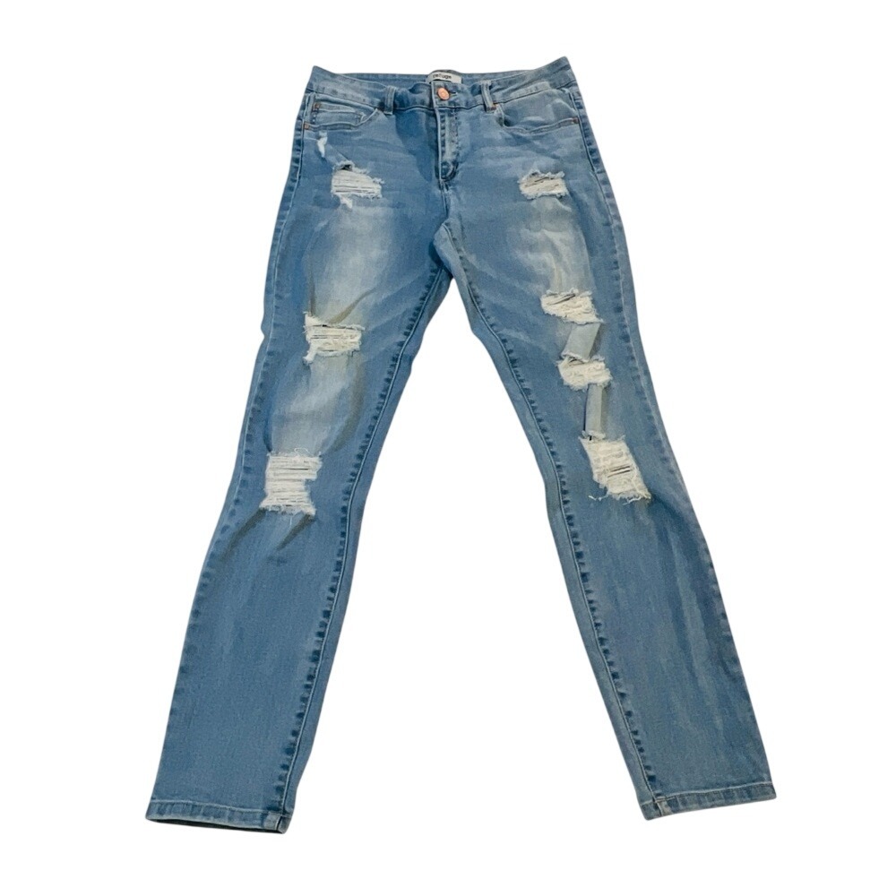 Refuge Distressed Skinny Jeans, Women's,‎ Light Wash Blue, Size 10